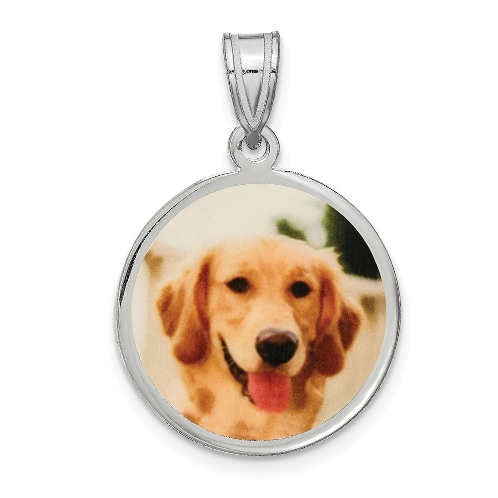 Sterling Silver Rhodium plated Medium Picture Jewelry Disc Pendant