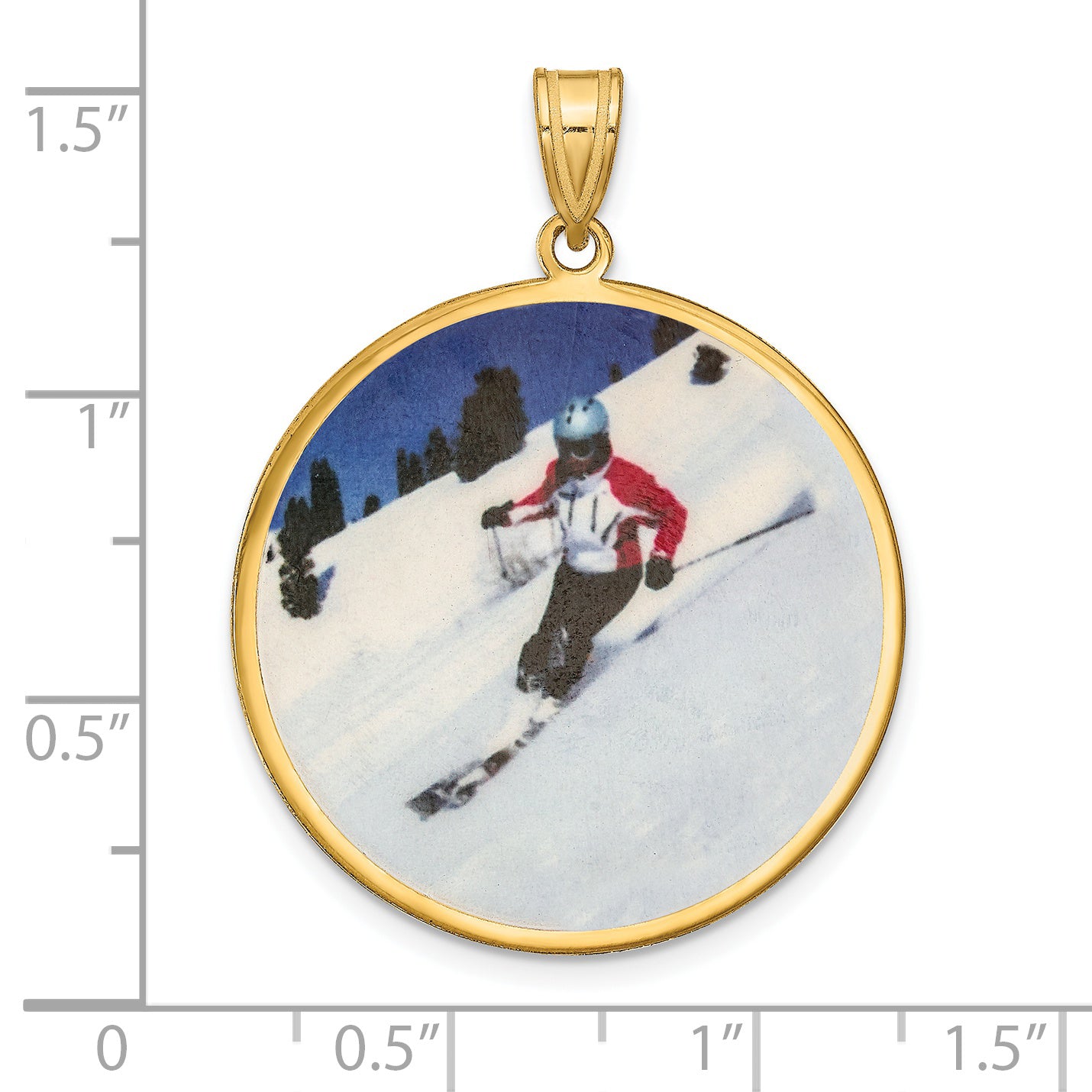 Sterling Silver Gold plated Large Picture Jewelry Disc Pendant
