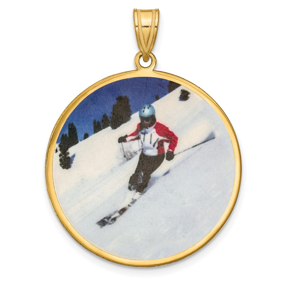Sterling Silver Gold plated Large Picture Jewelry Disc Pendant