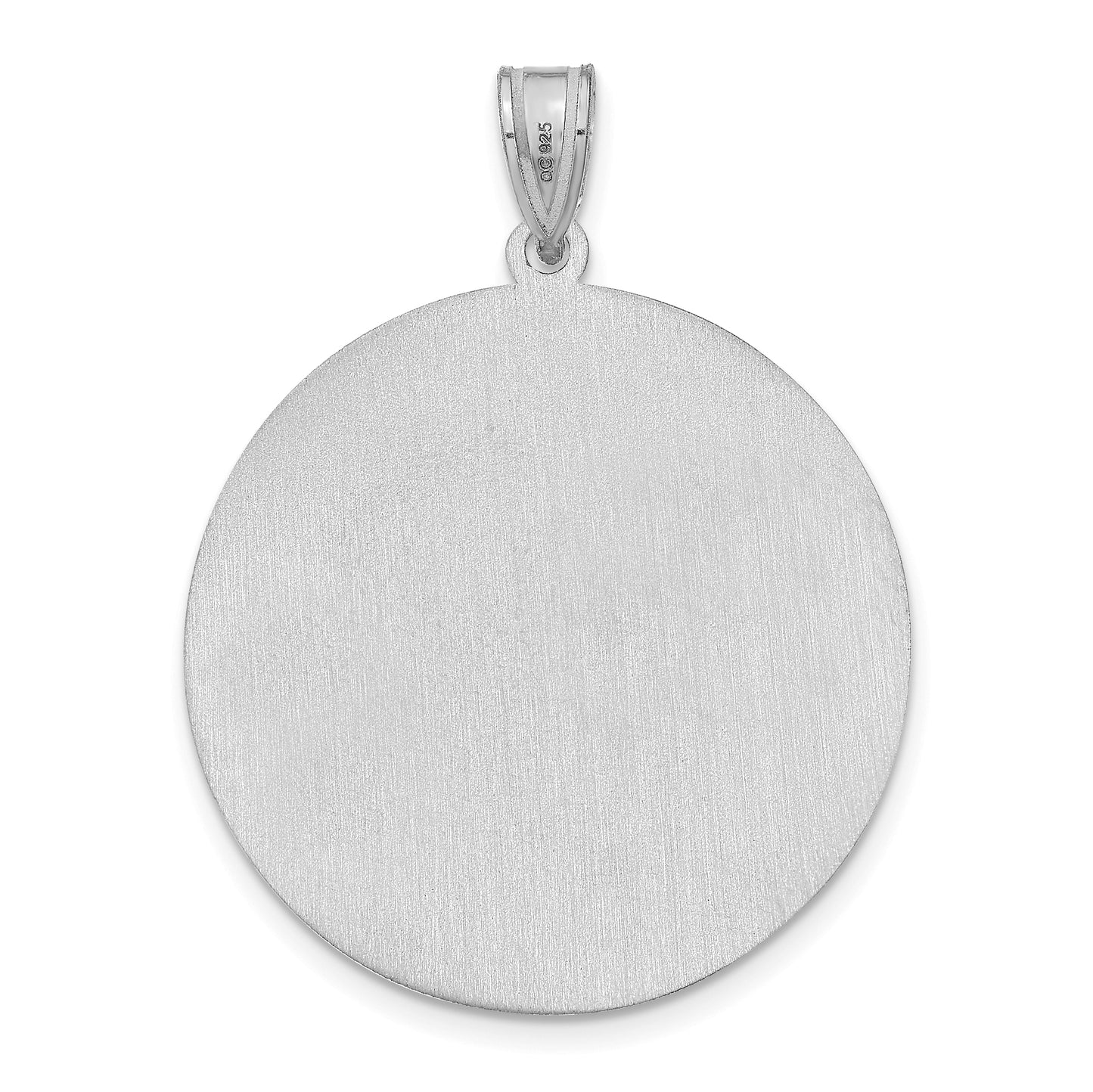 Sterling Silver Rhodium plated Large Picture Jewelry Disc Pendant