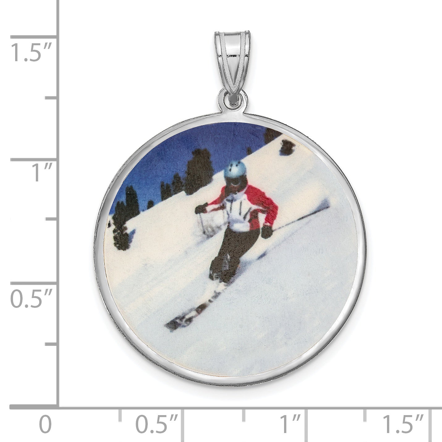 Sterling Silver Rhodium plated Large Picture Jewelry Disc Pendant