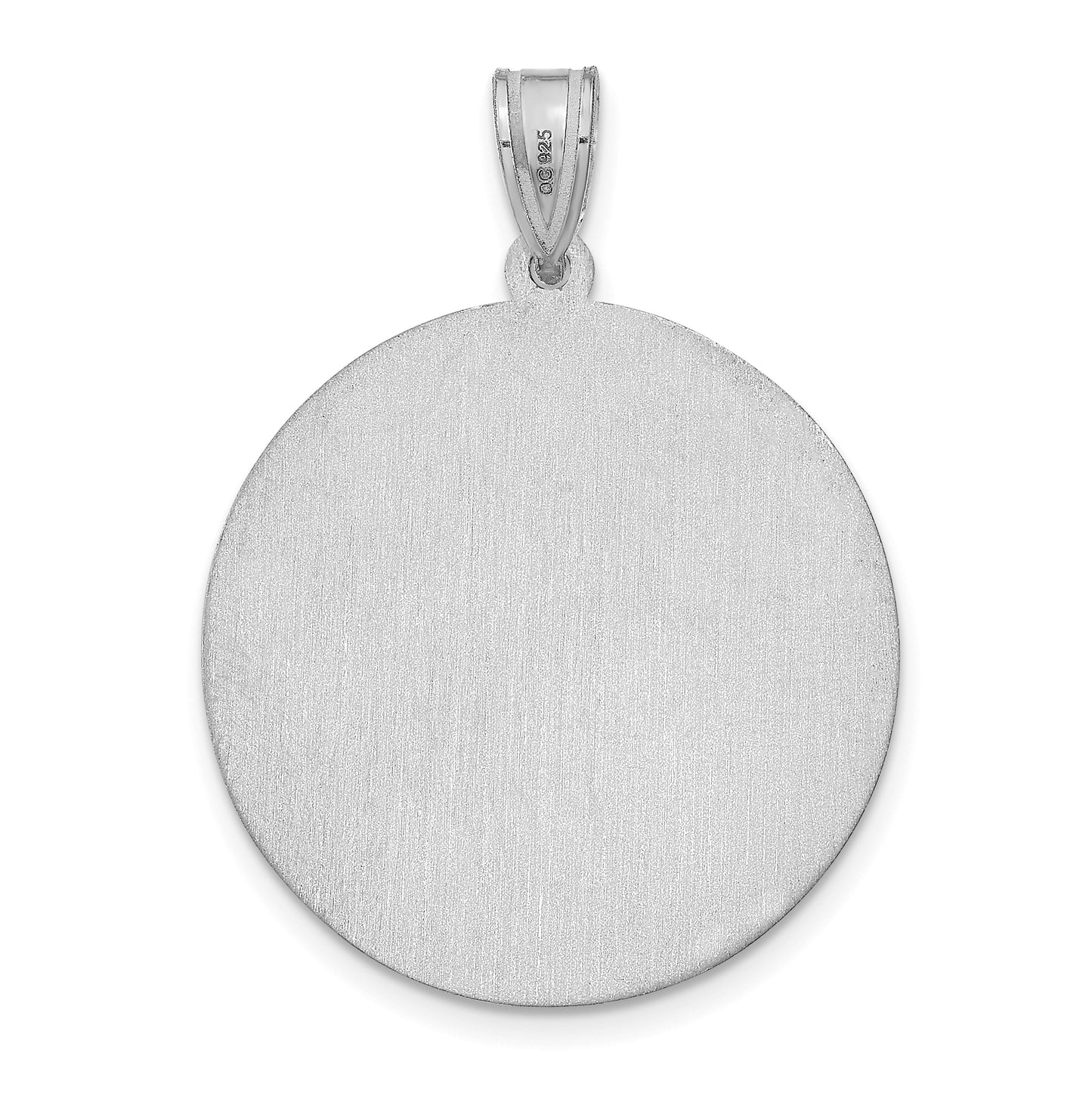 Sterling Silver Rhodium plated Large Diamond-cut Picture Jewelry Disc Pendant