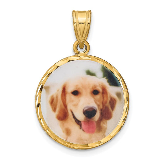 Sterling Silver Gold plated Medium Picture Jewelry Disc Necklace