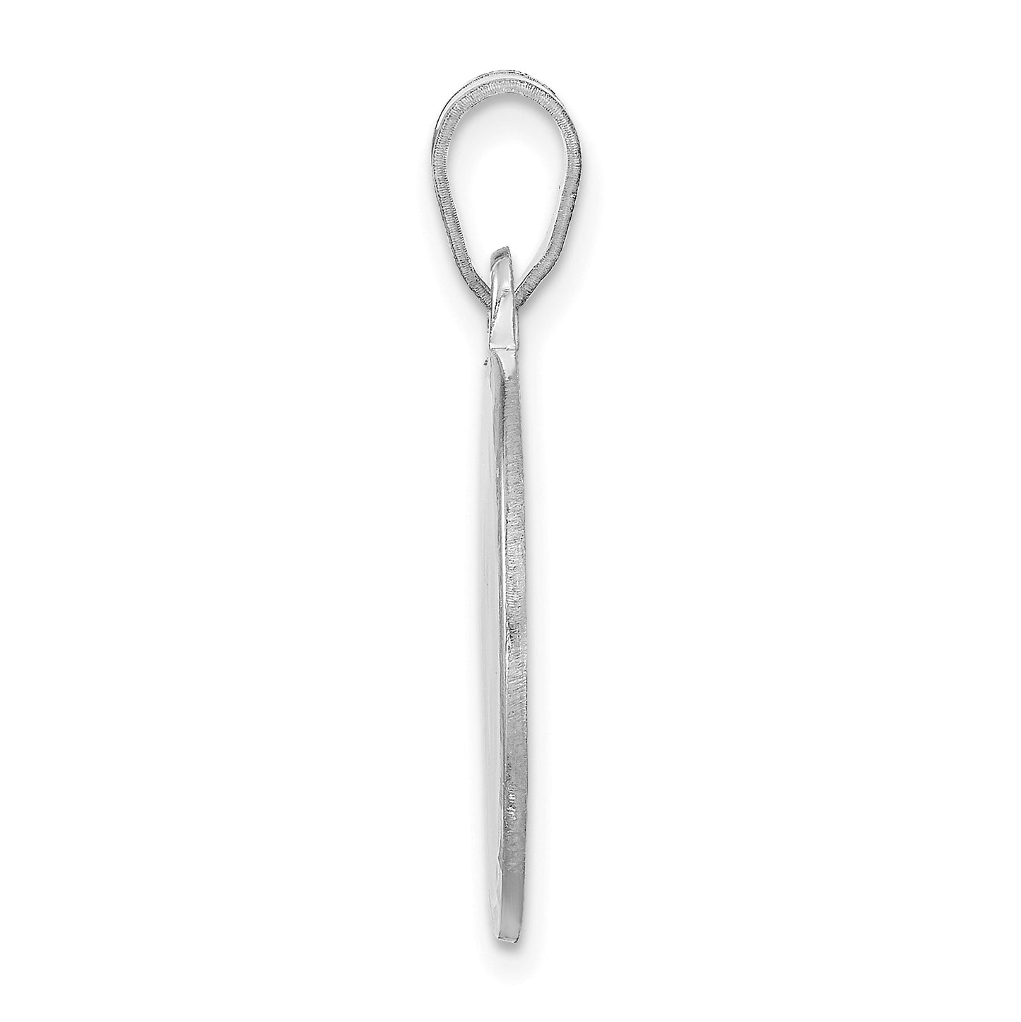 Sterling Silver Rhodium plated Medium Diamond-cut Picture Jewelry Disc Pendant