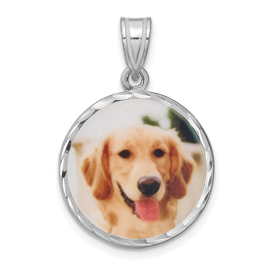 Sterling Silver Rhodium plated Medium Picture Jewelry Disc Necklace