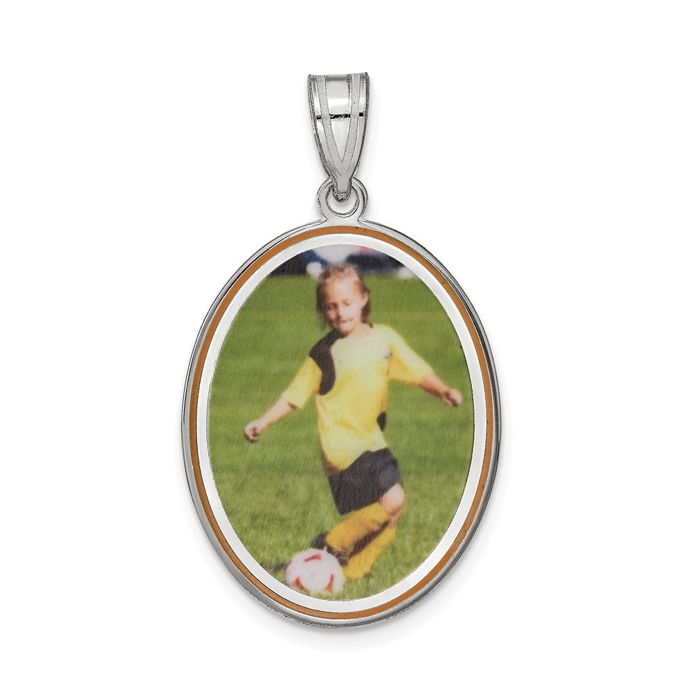 Sterling Silver Rhodium plated Oval Picture Jewelry Pendant
