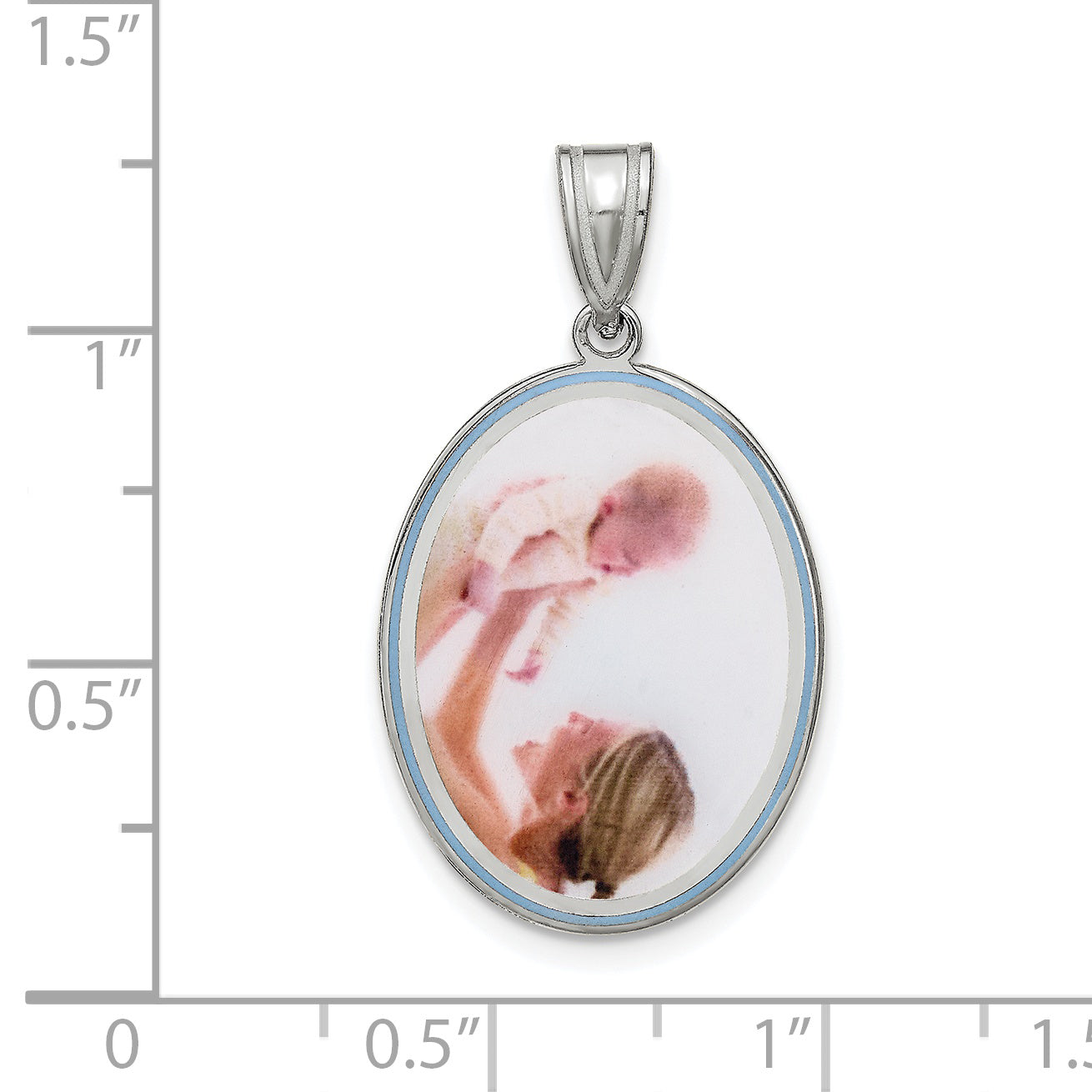 Sterling Silver Rhodium plated Medium Oval Picture Jewelry Pendant