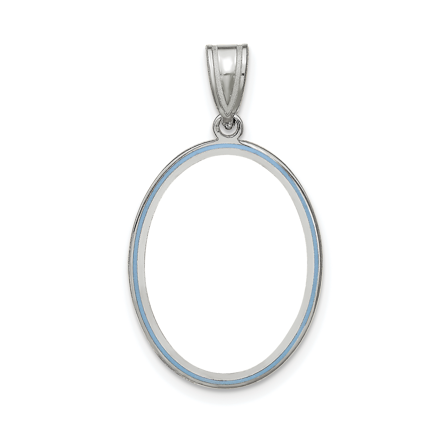 Sterling Silver Rhodium plated Medium Oval Picture Jewelry Pendant