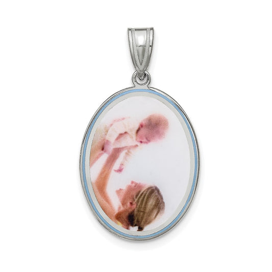 Sterling Silver Rhodium plated Medium Oval Picture Jewelry Pendant