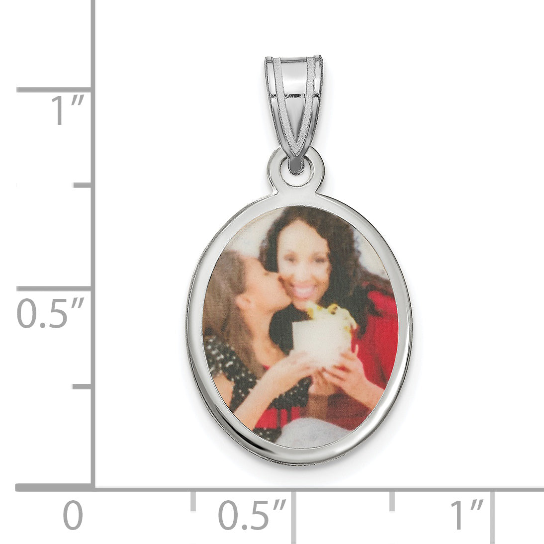 Sterling Silver Rhodium plated Small Oval Picture Jewelry Pendant