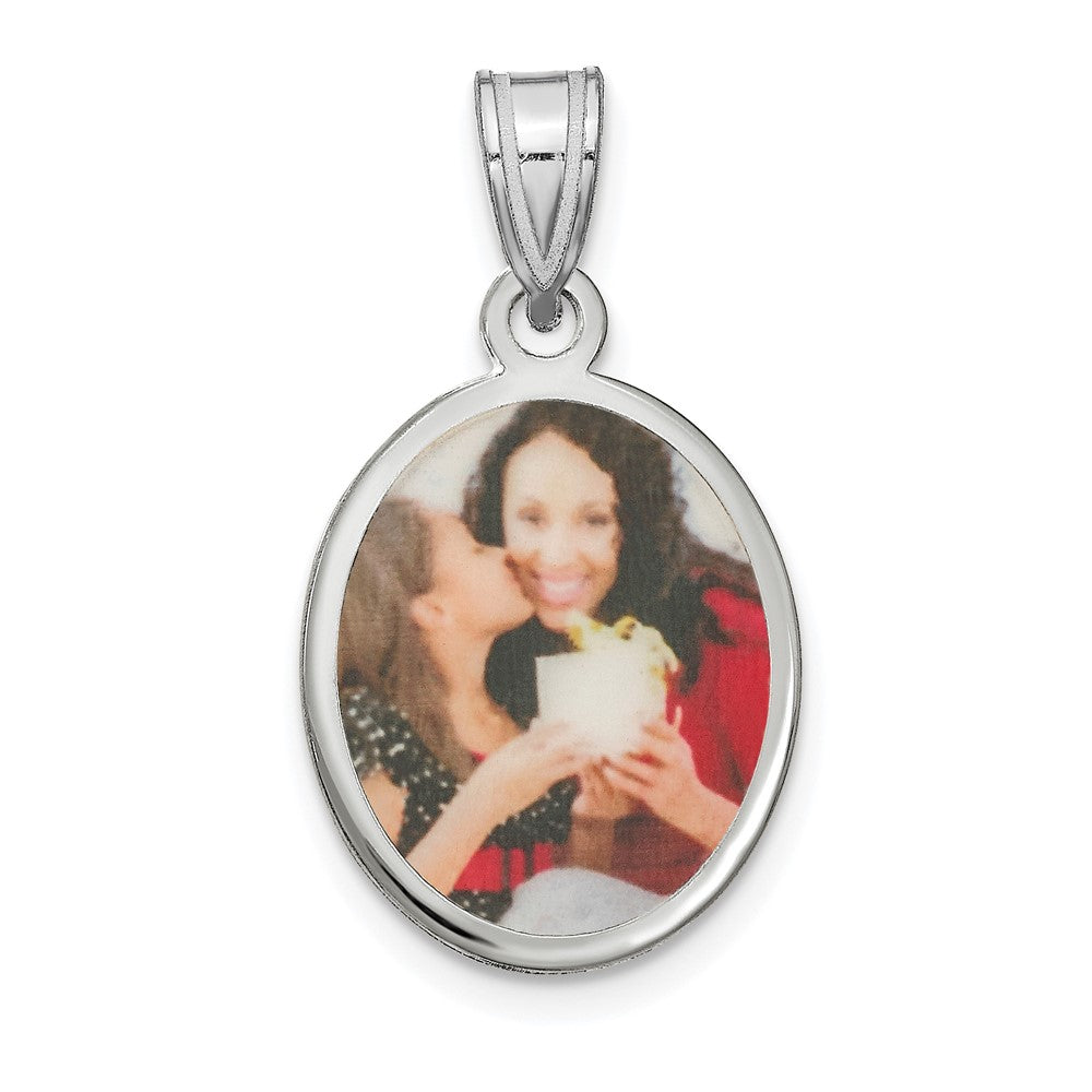 Sterling Silver Rhodium plated Small Oval Picture Jewelry Pendant