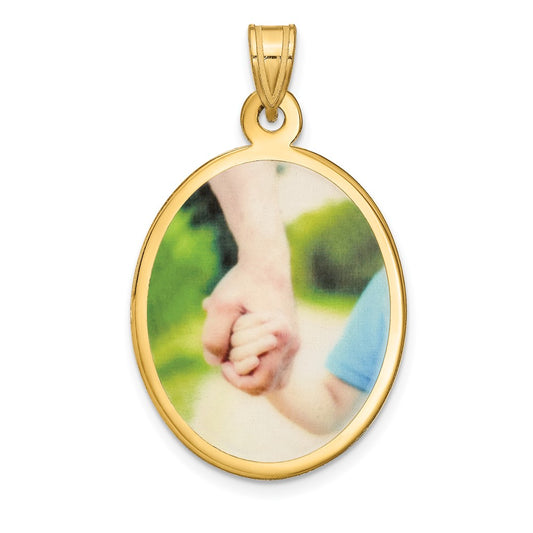 Sterling Silver Gold plated Large Oval Picture Jewelry Pendant