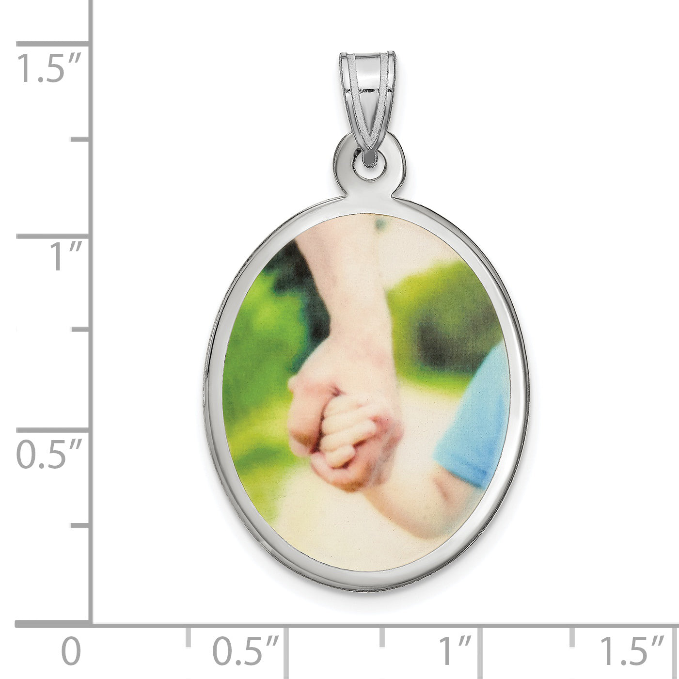 Sterling Silver Rhodium plated Large Oval Picture Jewelry Pendant