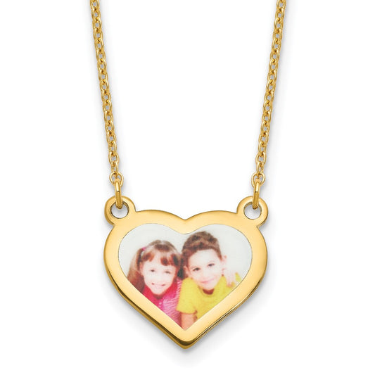 Sterling Silver Gold plated Small Heart Picture Jewelry Necklace