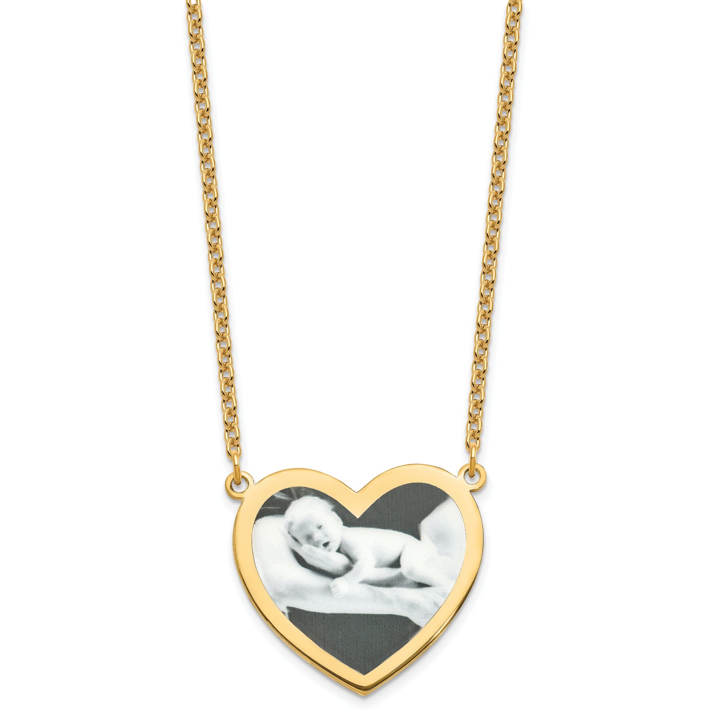 Sterling Silver Gold plated Large Heart Picture Jewelry Necklace