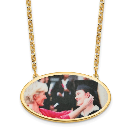 Sterling Silver Gold plated Medium Oval Picture Jewelry Necklace