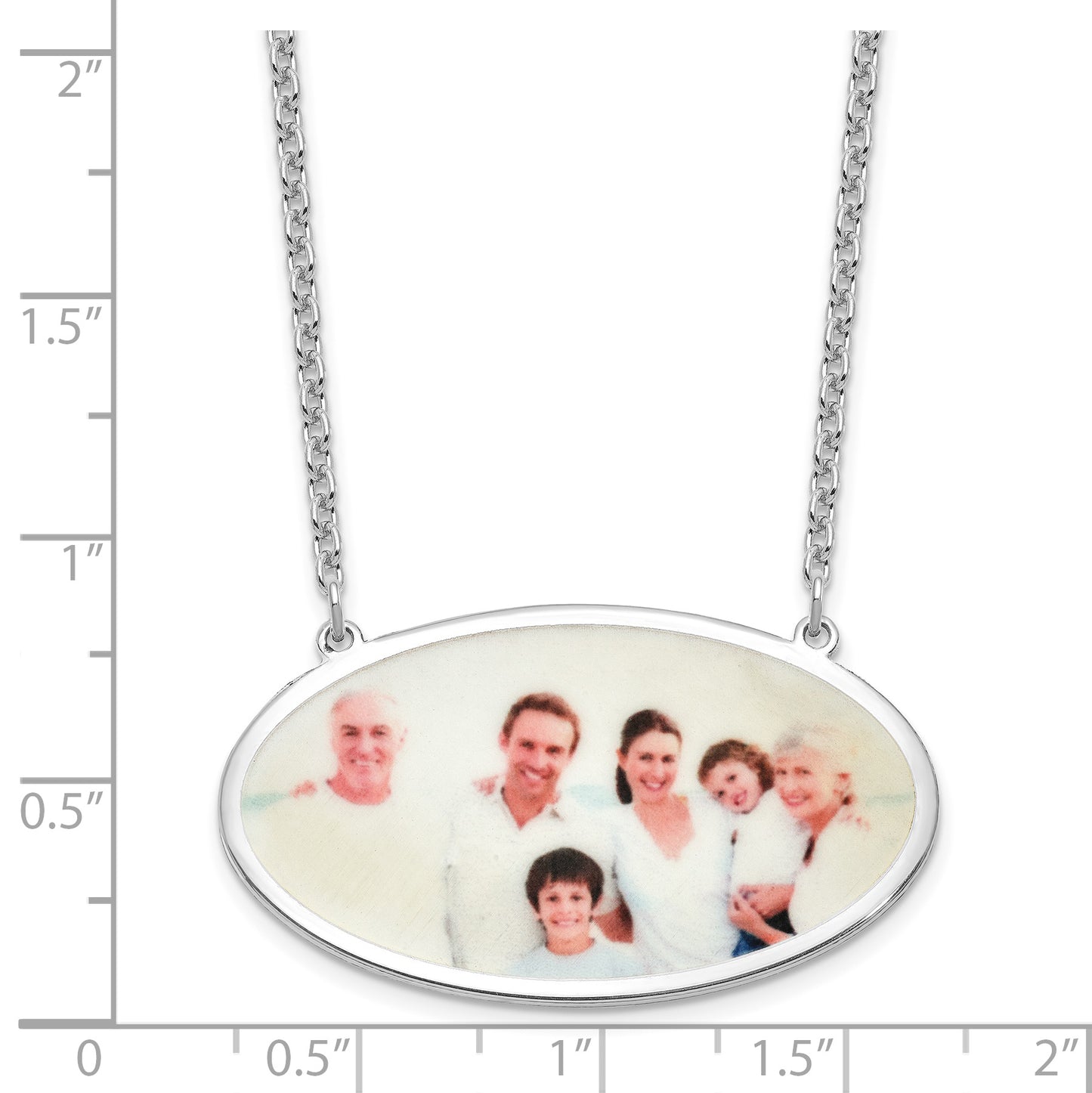 Sterling Silver Rhodium plated Large Oval Picture Jewelry Necklace