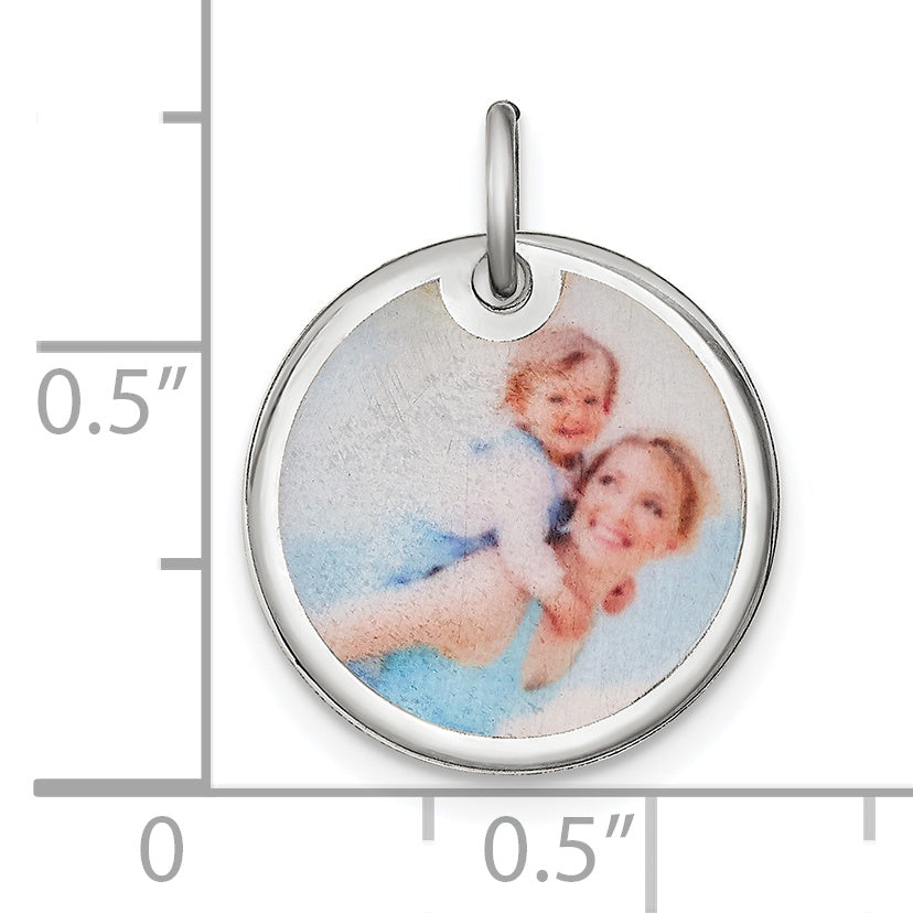 Sterling Silver Rhodium plated Small Picture Jewelry Disc Charm