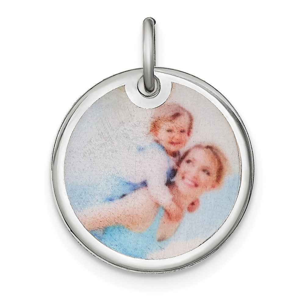Sterling Silver Rhodium plated Small Picture Jewelry Disc Charm