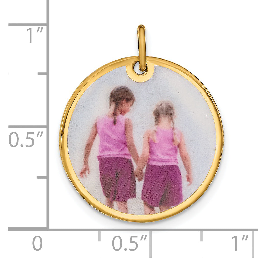 Sterling Silver Gold Plated Medium Picture Jewelry Disc Charm