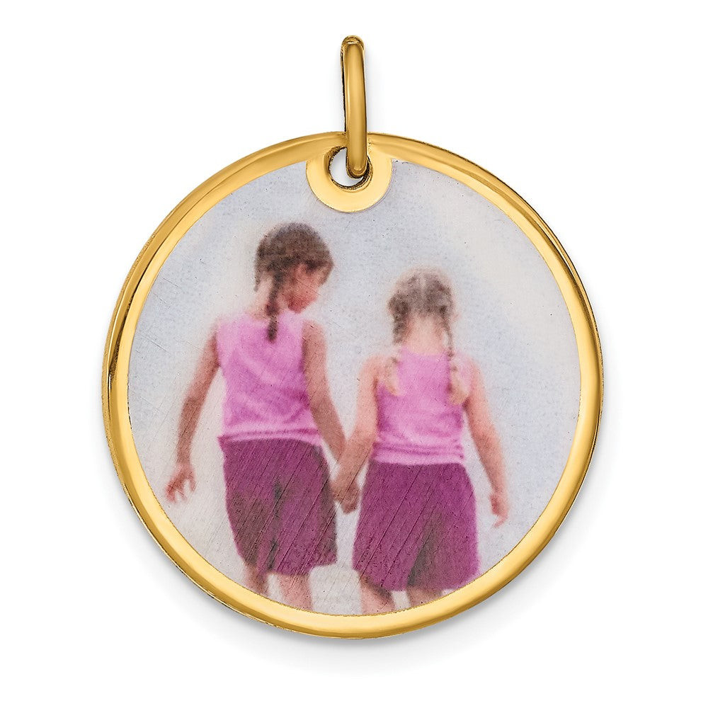 Sterling Silver Gold Plated Medium Picture Jewelry Disc Charm
