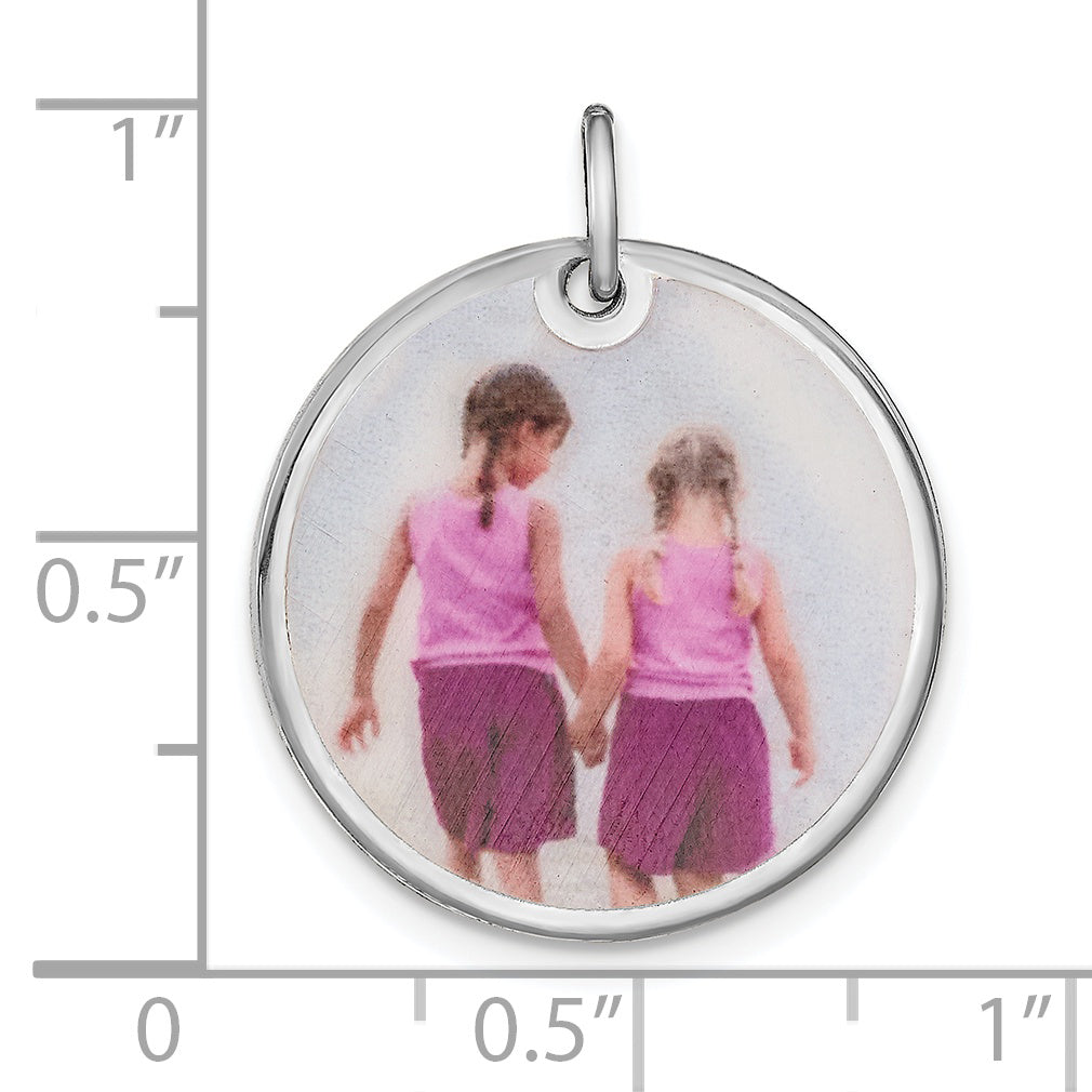 Sterling Silver Rhodium plated Medium Picture Jewelry Disc Charm