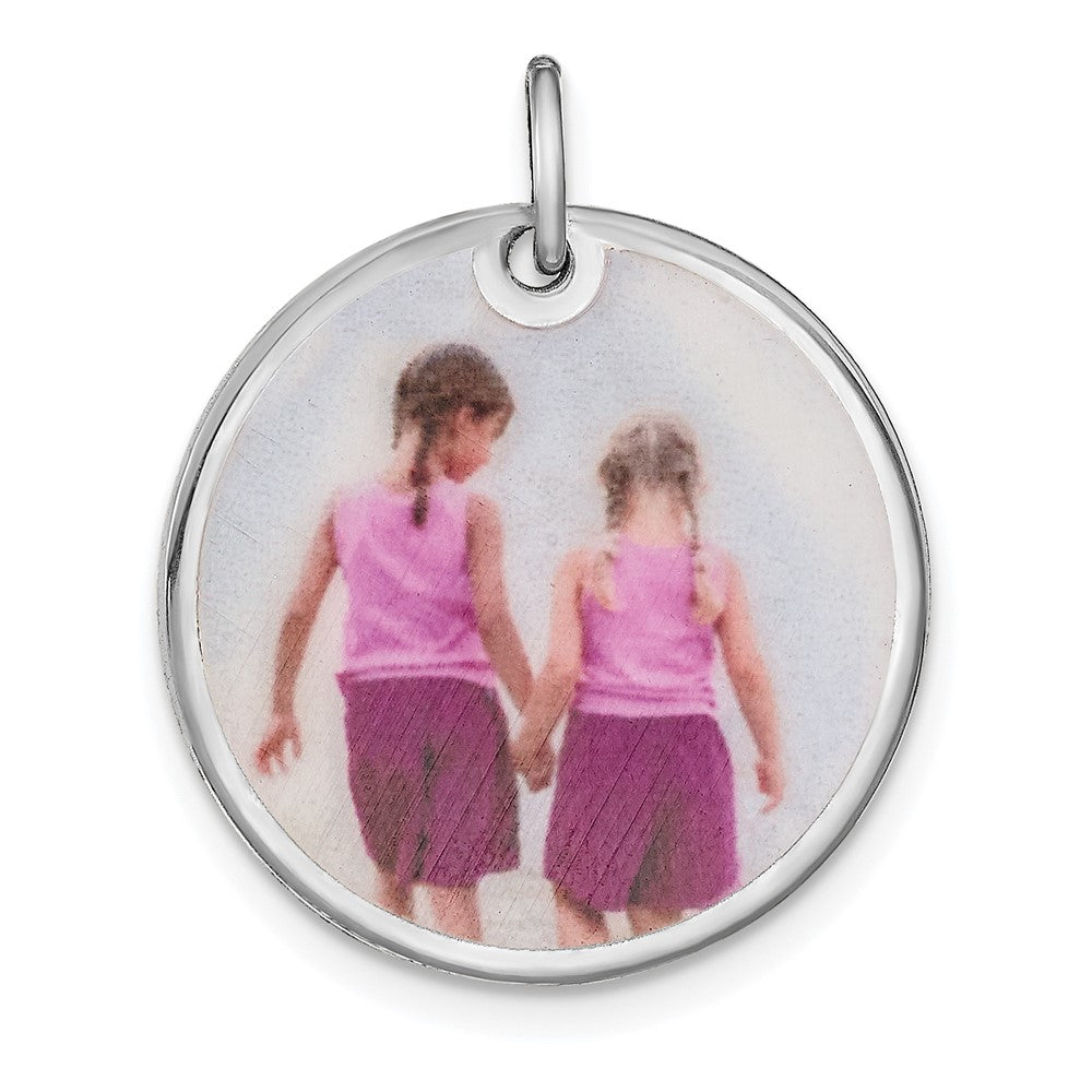 Sterling Silver Rhodium plated Medium Picture Jewelry Disc Charm