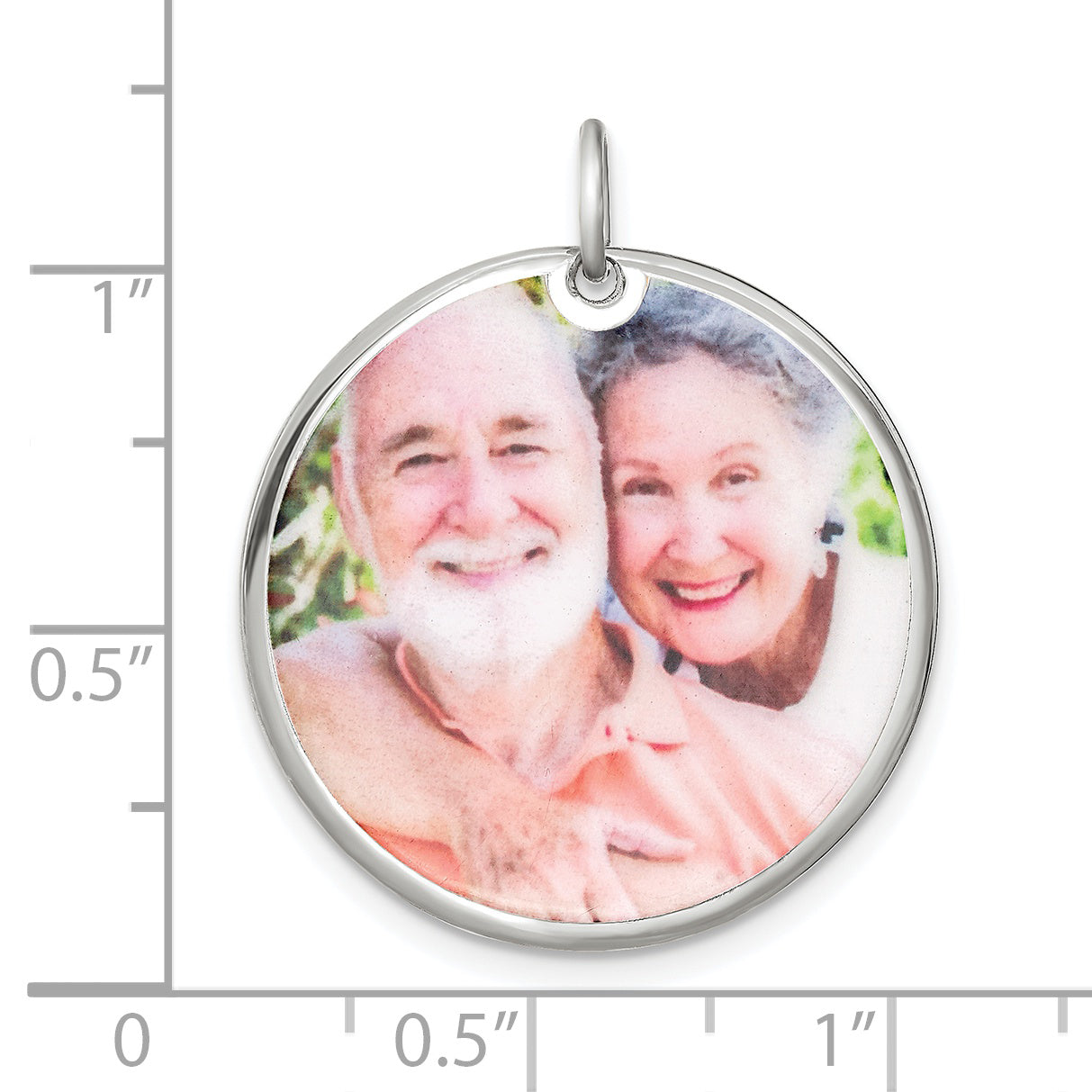 Sterling Silver Rhodium plated Large Picture Jewelry Disc Charm