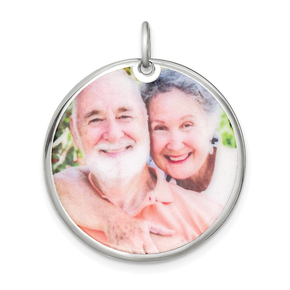 Sterling Silver Rhodium plated Large Picture Jewelry Disc Charm