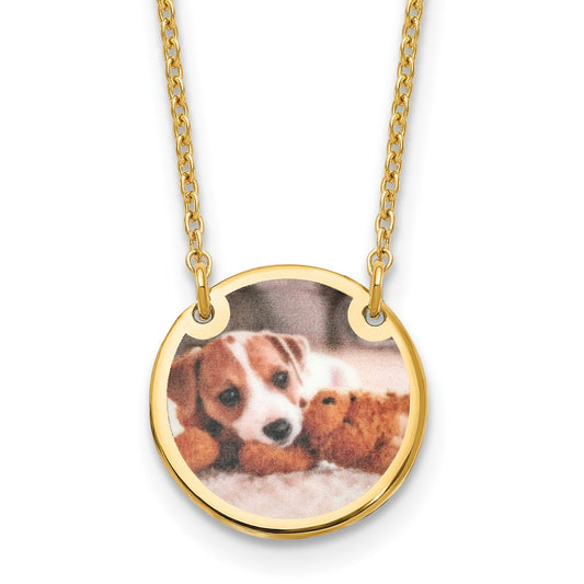 Sterling Silver Gold plated Small Picture Jewelry Disc Necklace
