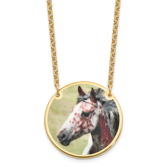 Sterling Silver Gold plated Large Picture Jewelry Disc Necklace