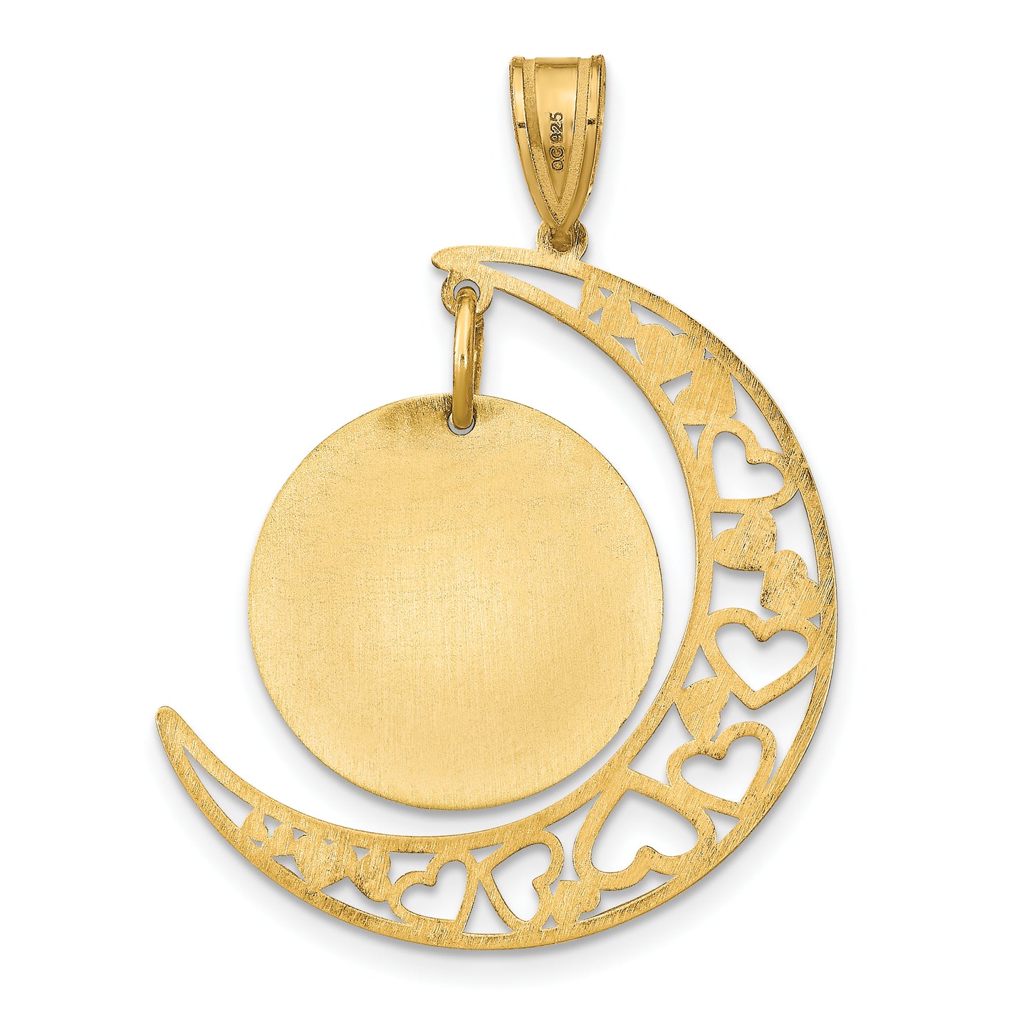 Sterling Silver Gold plated Moon with Picture Jewelry Disc Pendant