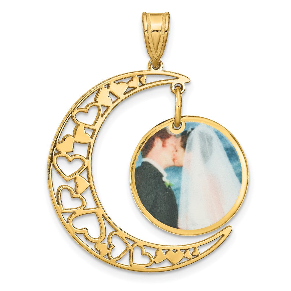 Sterling Silver Gold plated Moon with Picture Jewelry Disc Pendant
