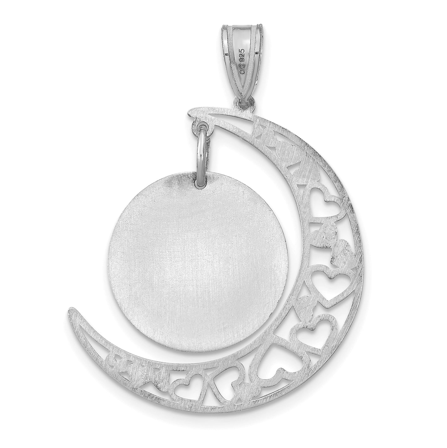 Sterling Silver Rhodium plated Moon with Picture Jewelry Disc Pendant