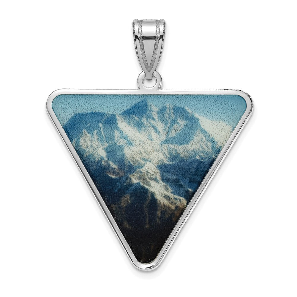 Sterling Silver Rhodium plated Triangle Picture Jewelry Pendant