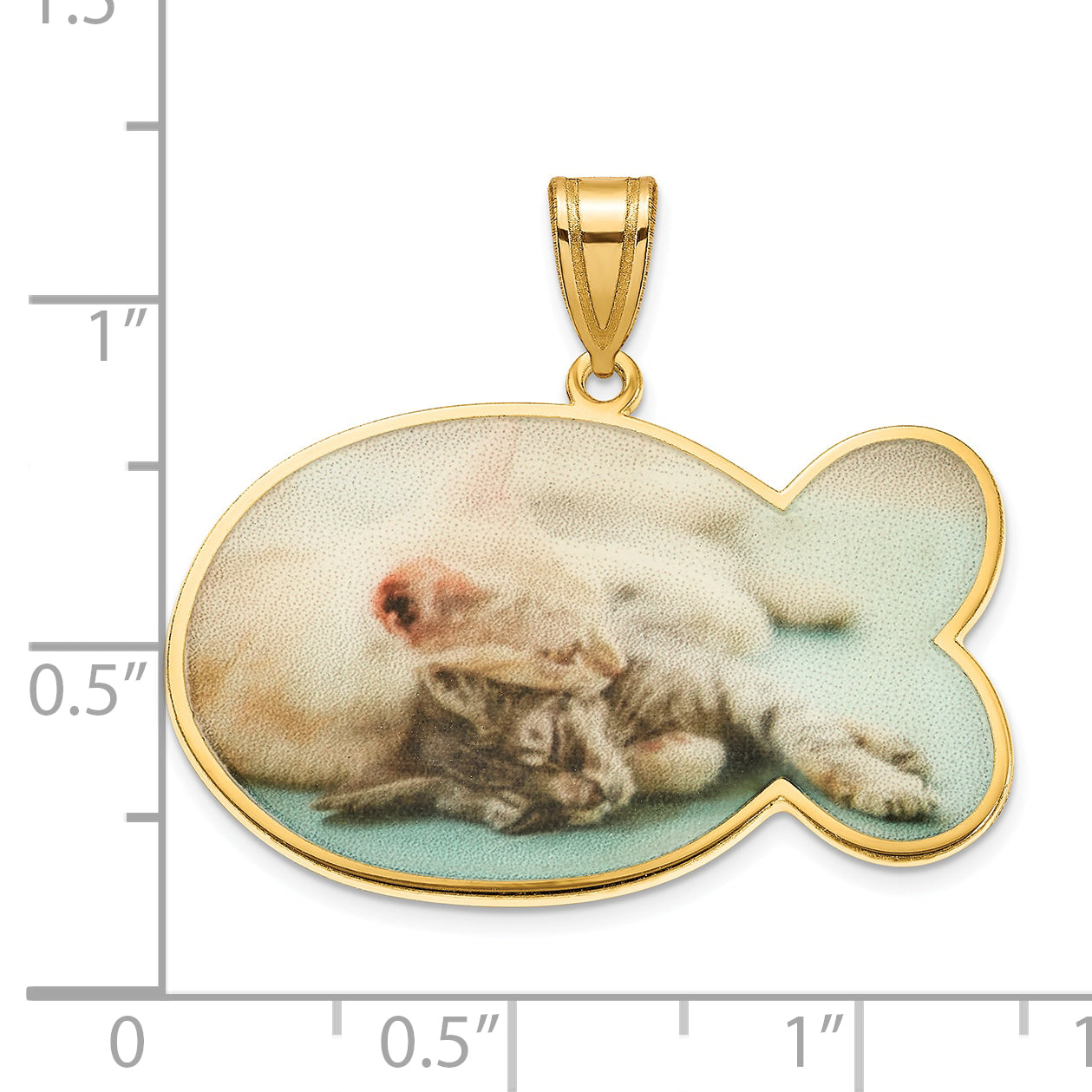 Sterling Silver Gold plated Fish Shaped Picture Jewelry Pendant