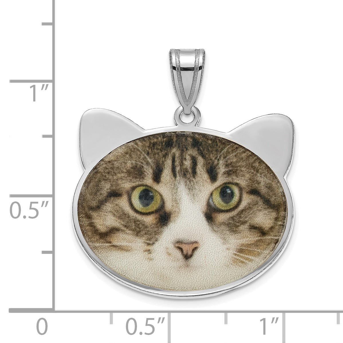 Sterling Silver Rhodium plated Animal Ears Picture Jewelry Pendant