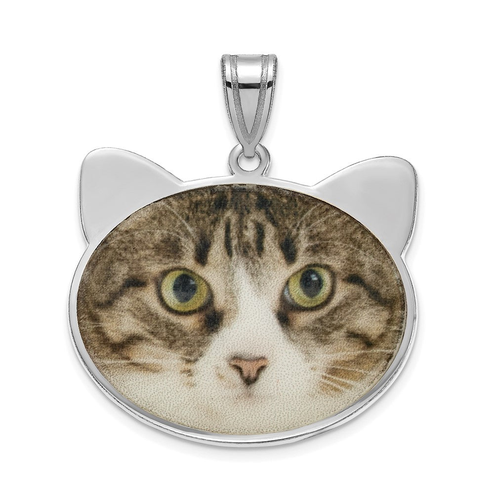 Sterling Silver Rhodium plated Animal Ears Picture Jewelry Pendant