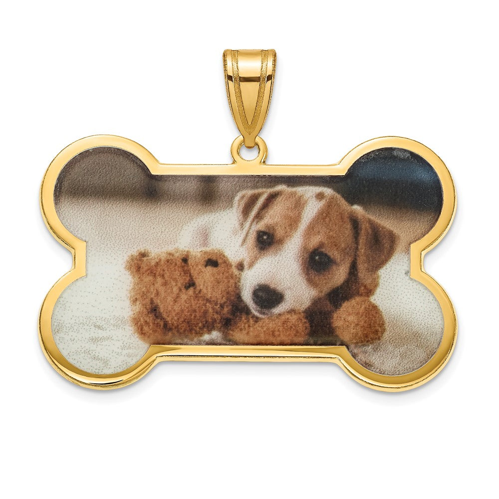 Sterling Silver Gold plated Dog Bone Picture Jewelry Pendant