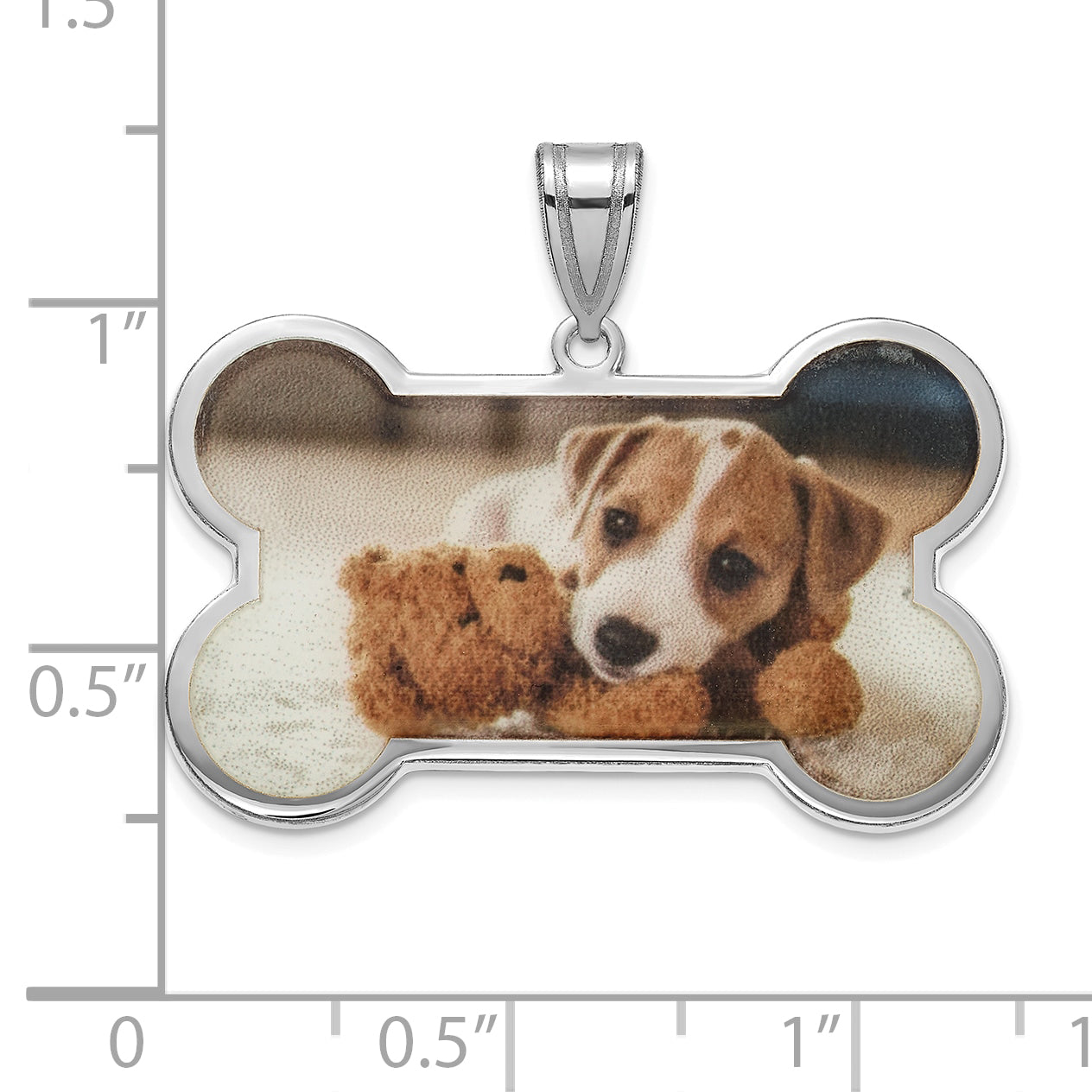 Sterling Silver Rhodium plated Dog Bone Picture Jewelry Pendant