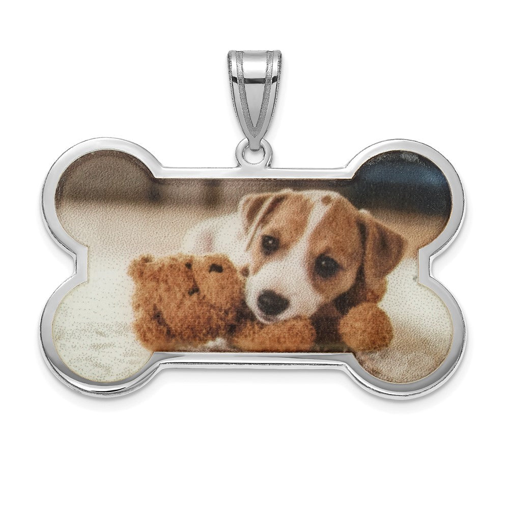 Sterling Silver Rhodium plated Dog Bone Picture Jewelry Pendant