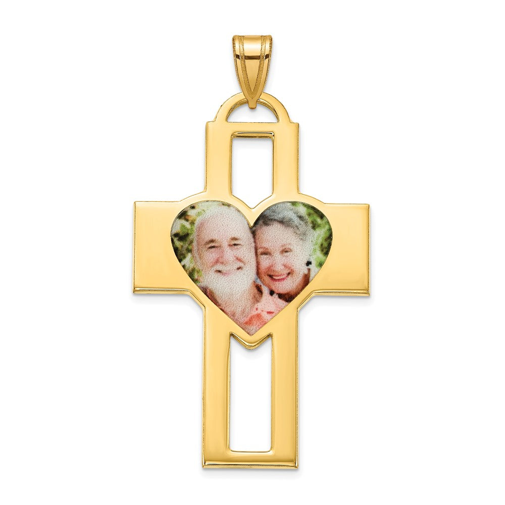 Sterling Silver Gold plated Cross Picture Jewelry Pendant
