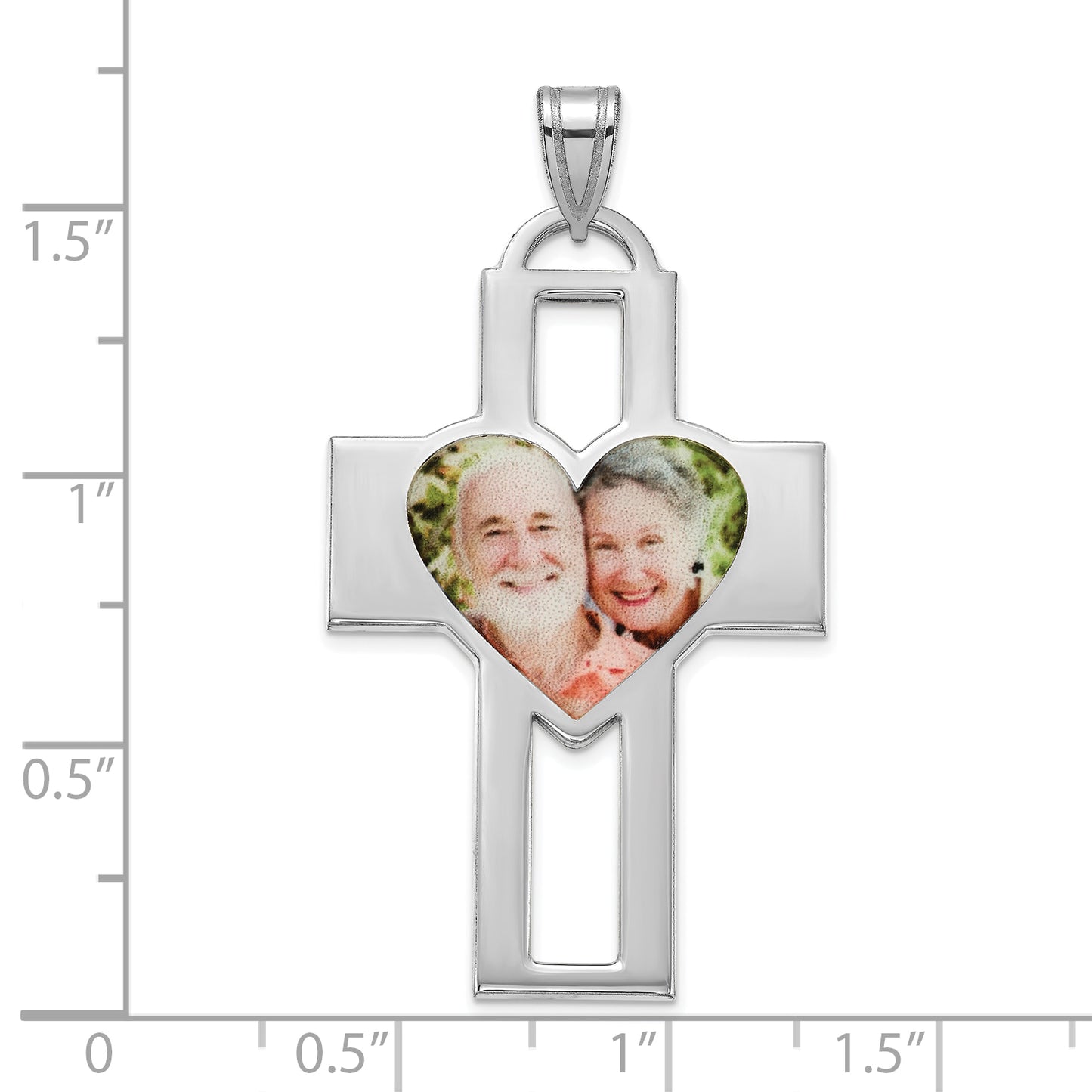 Sterling Silver Rhodium plated Cross Picture Jewelry Pendant