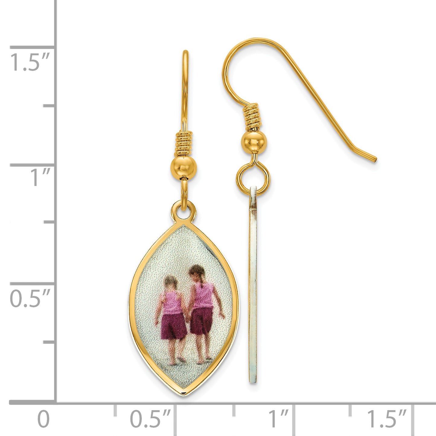 Sterling Silver Gold plated Elipse Picture Jewelry Earrings