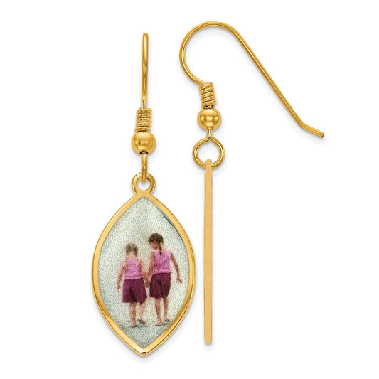 Sterling Silver Gold plated Elipse Picture Jewelry Earrings