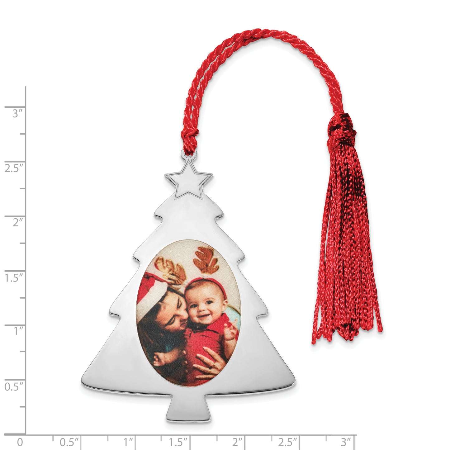 Sterling Silver Rhodium plated Christmas Tree Picture Ornament