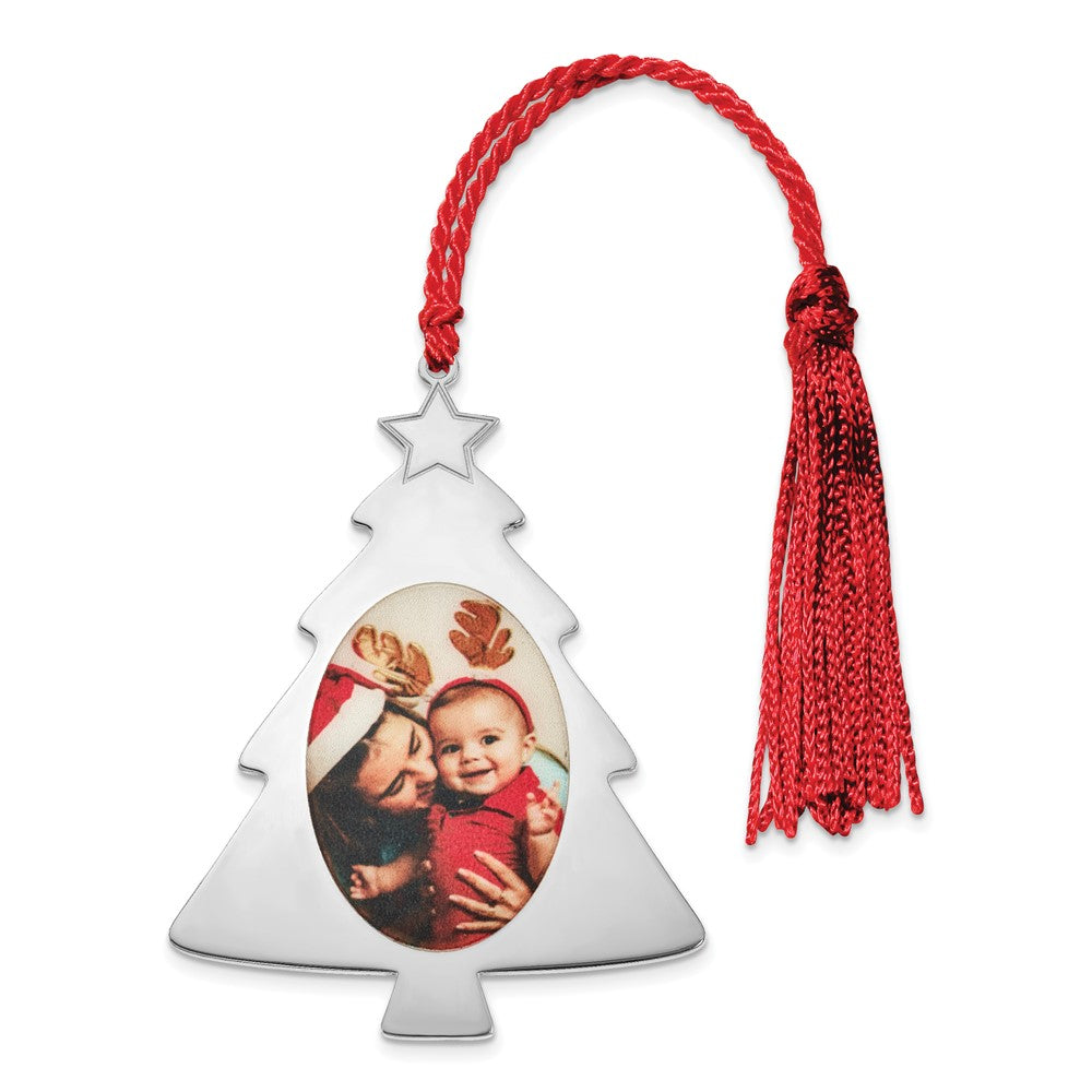 Sterling Silver Rhodium plated Christmas Tree Picture Ornament