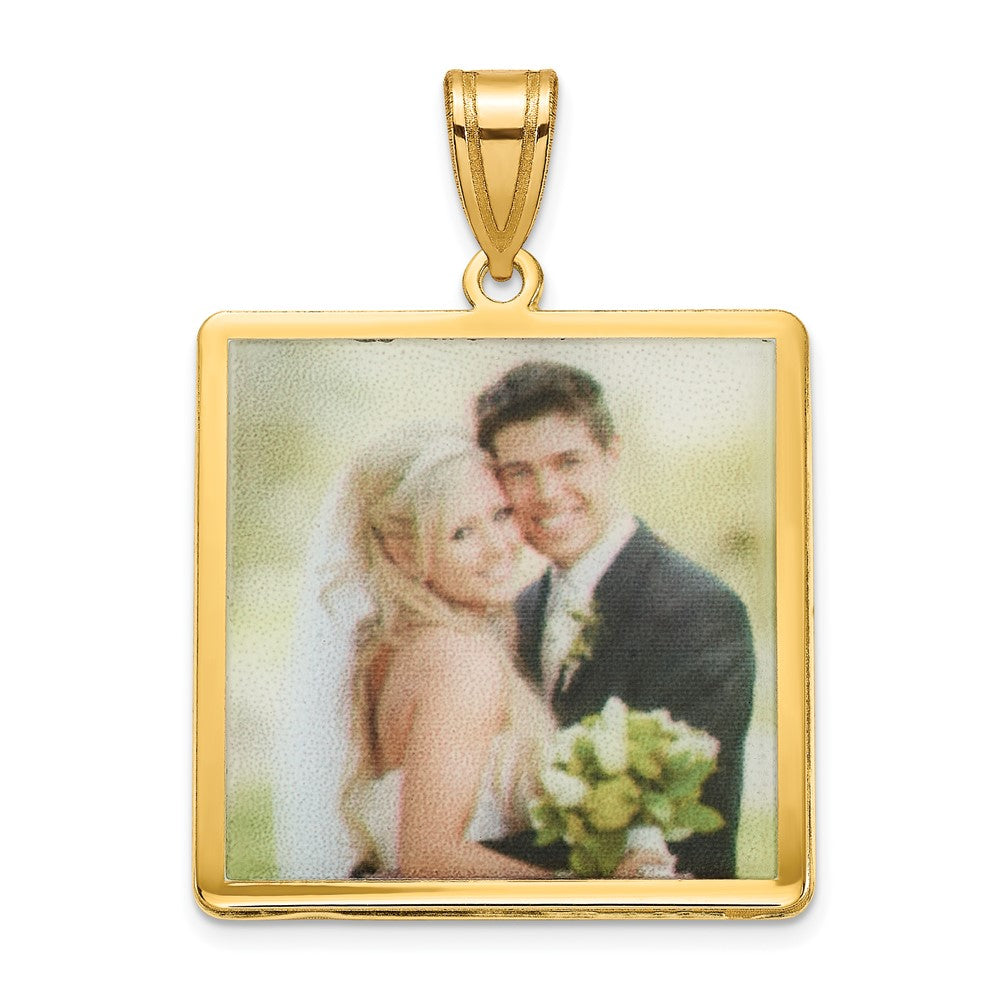 Sterling Silver Gold plated Square Picture Jewelry Pendant