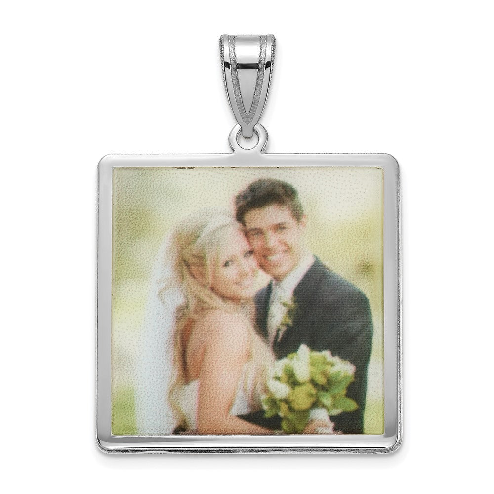 Sterling Silver Rhodium plated Square Picture Jewelry Pendant