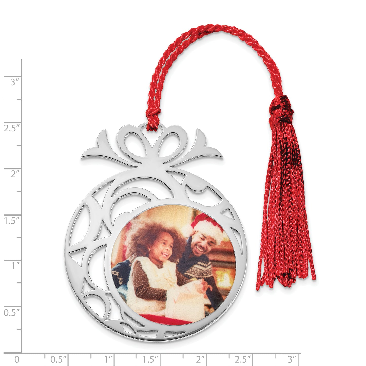 Sterling Silver Rhodium plated Large Circle Picture Ornament